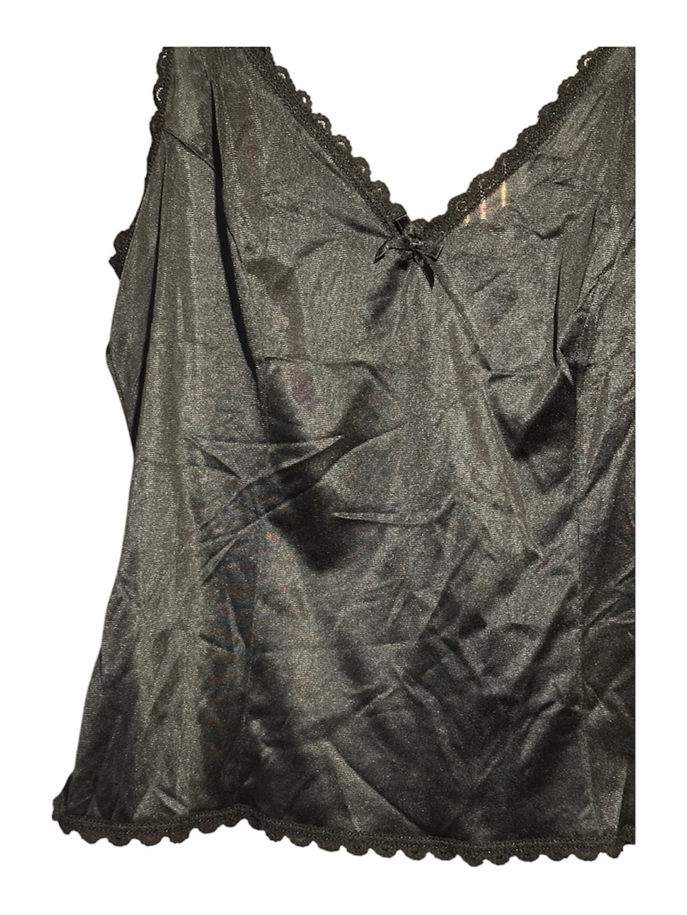 Vintage Black Lace Trim Bow Detail Tank Top Adonna 36 - Picture 2 of 6